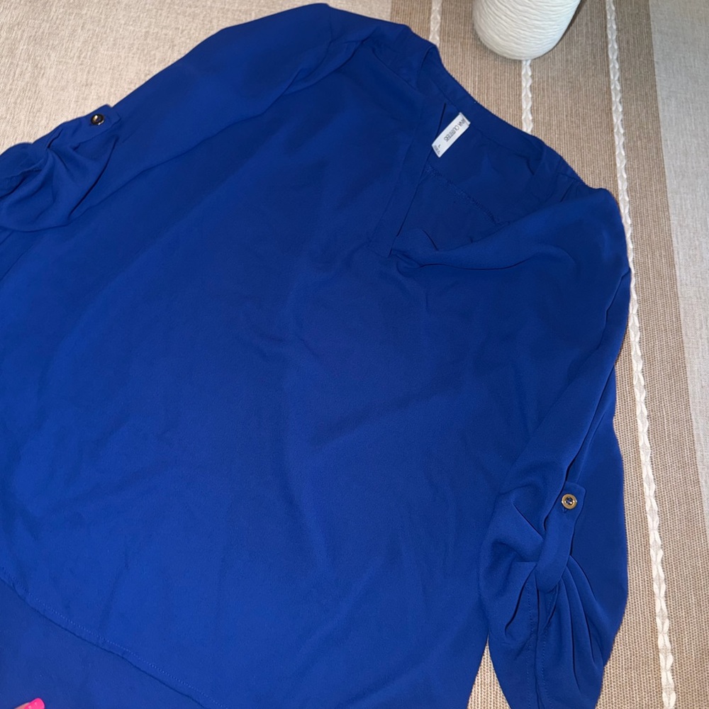 Royal Blue V-Neck Hi Low Blouse